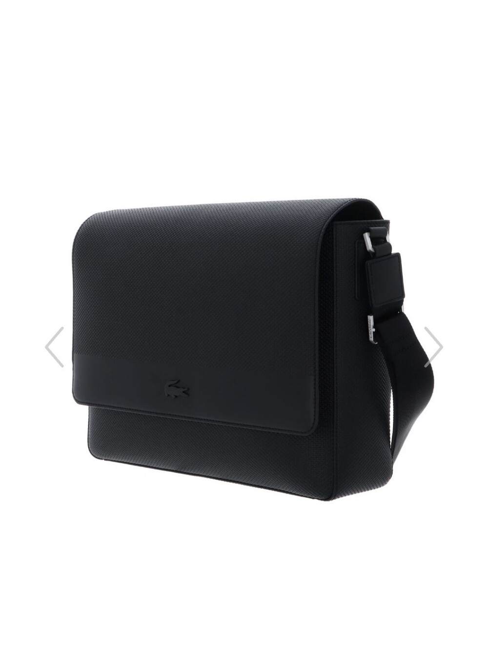 Lacoste Black Leather Messenger Bag with Adjustable/ Removable Strap